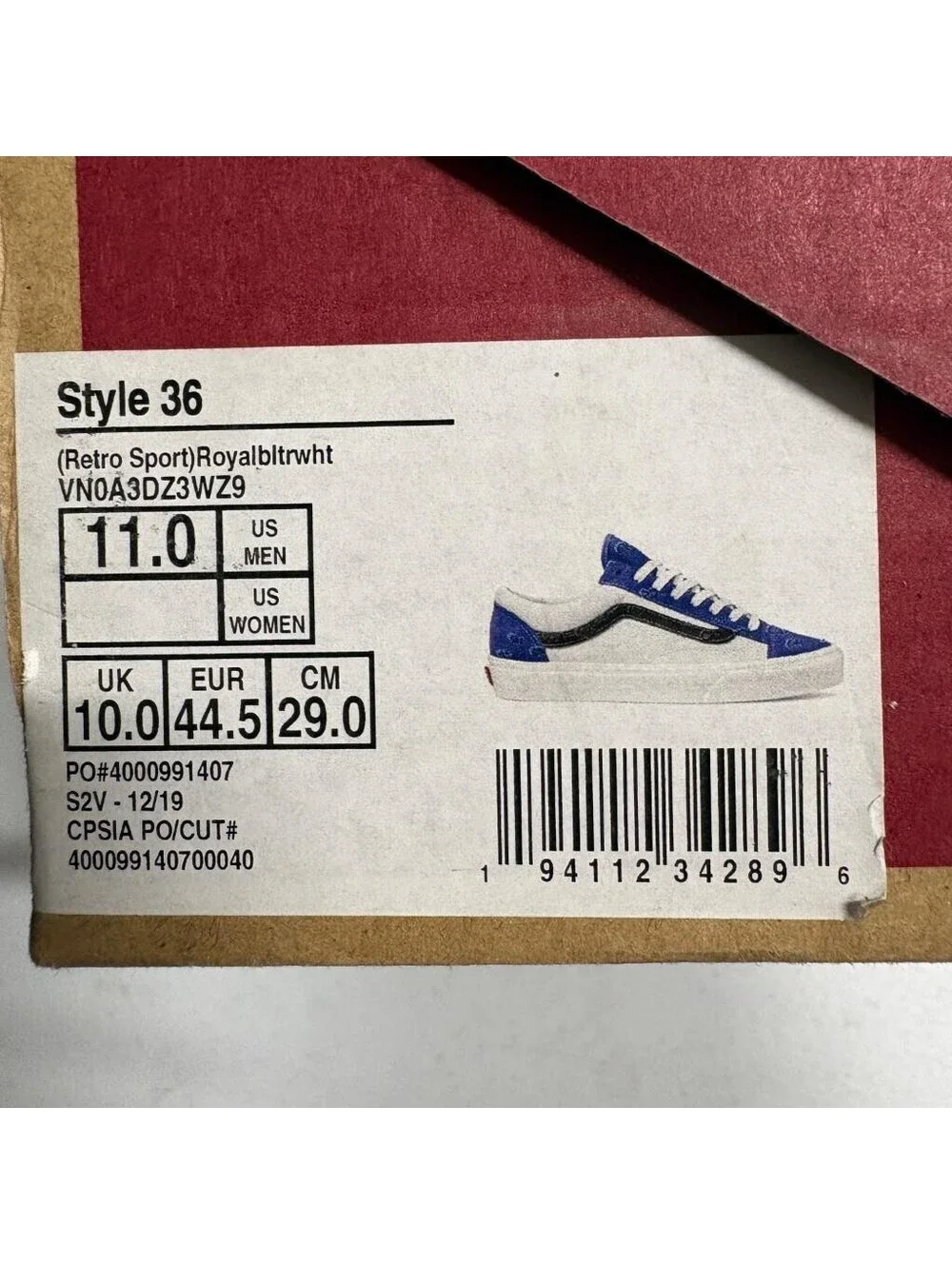 Vans Style 36 Retro Sport Royal Blue White Mens Size 11 VN0A3DZ3WZ9 Sneakers